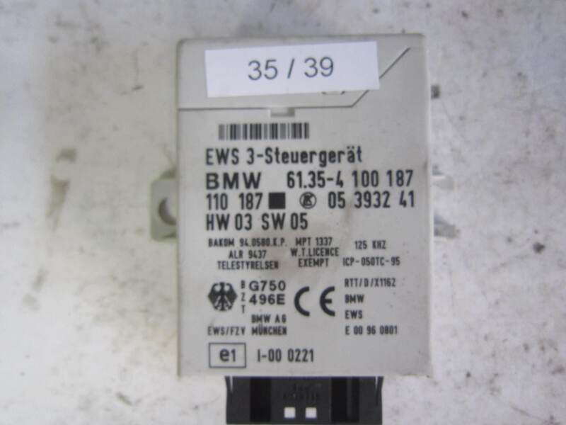 35-39 Centralina Immobilizer BMW 61.35-4 100 187 61354100187 110 187 110187 05 3932 41 HW 03 SW 05 Generica SERIE 5