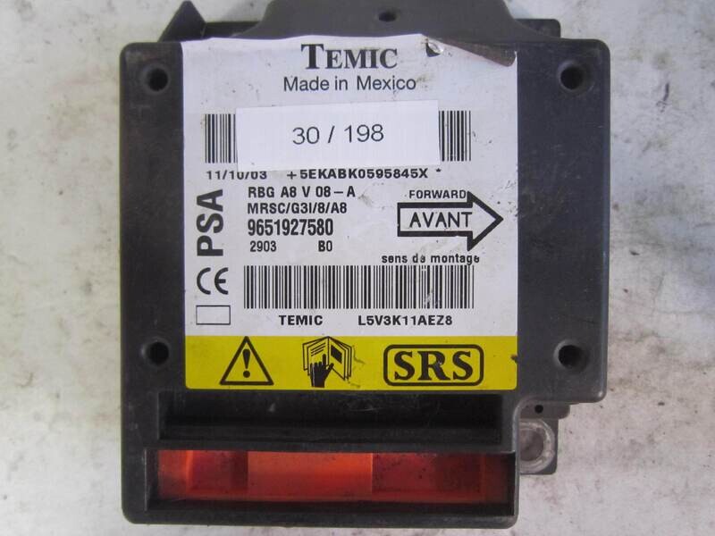 30-198 Centralina Airbag Temic 9651927580 MRSC/G3I/8/A8 MRSCG3I8A8 CITROEN / PEUGEOT Generica C 3
