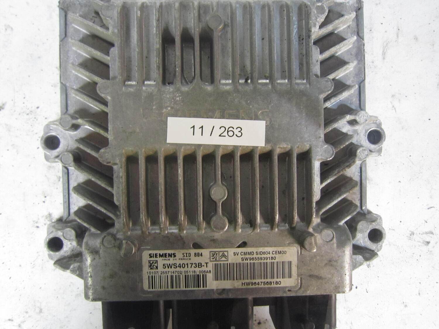 11-263 Centralina Motore Siemens 5WS40173B-T 5WS40173BT SW9655939180 SID804 HW9647568180 CITROEN / PEUGEOT Diesel C 3 1.4