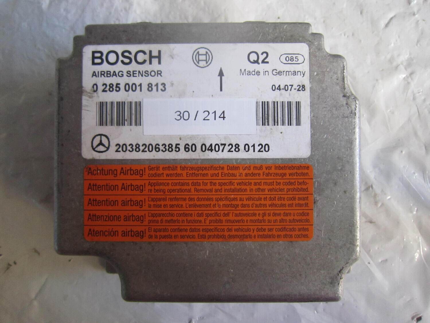 30-214 Centralina Airbag Bosch 0 285 001 813 0285001813 2038206385 MERCEDES BENZ Generica CLK