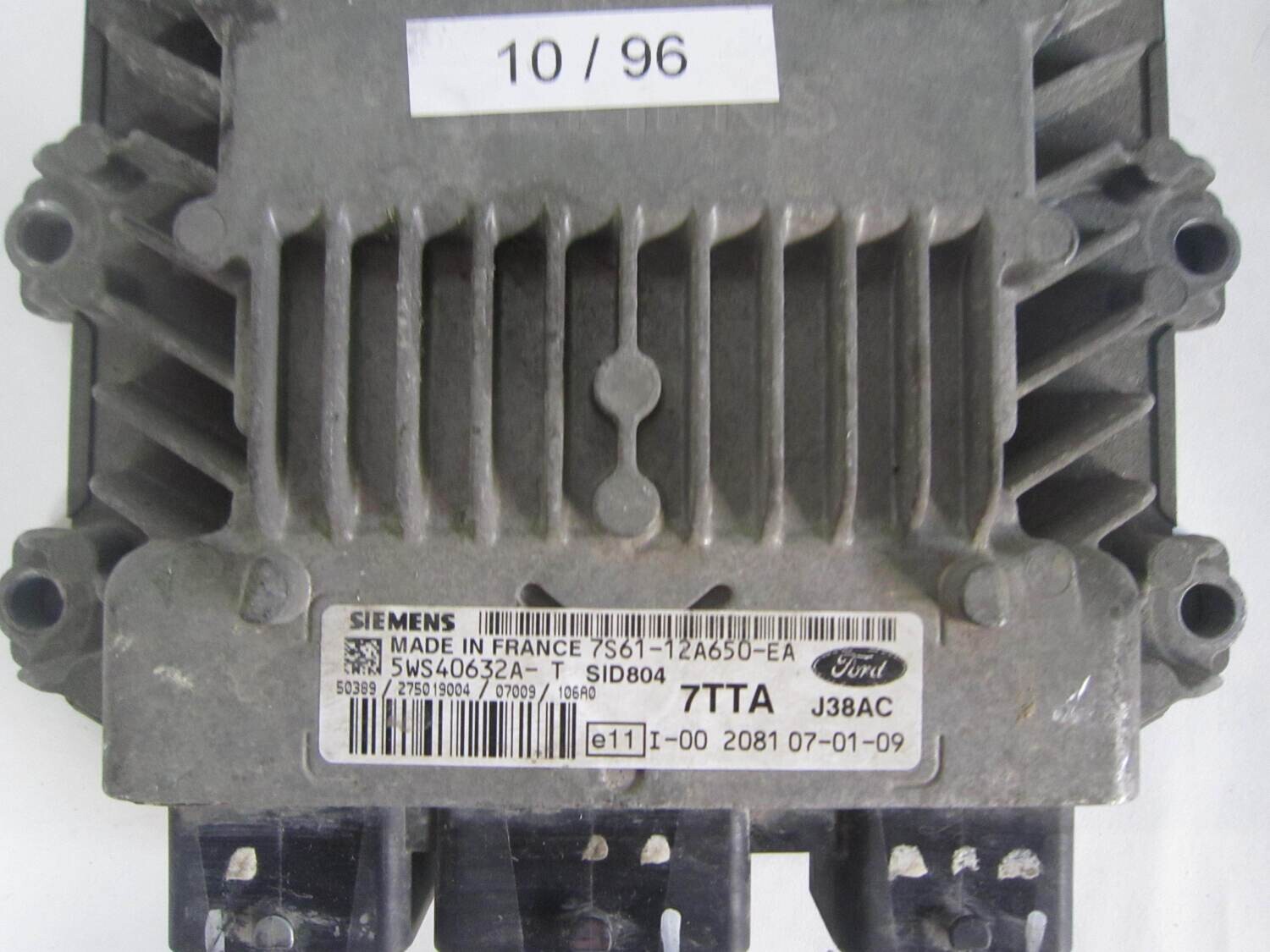 10-96 centralina motore siemens 5ws40632at 5ws40632a-t 7s61-12a650-ea 7s6112a650ea 7tta j38ac 7ttaj38ac sid 804 ford diesel fiesta 1.4 tdci '07