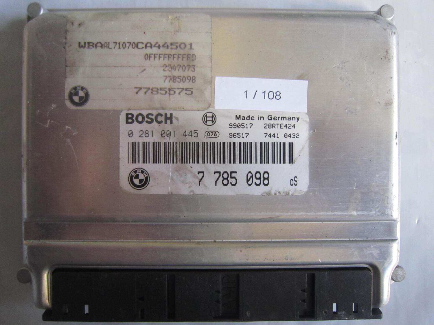 1-108 Centralina Motore Bosch 0 281 001 445 0281001445 7 785 098 7785098 28RTE424 BMW Diesel SERIE 3 320 2.0