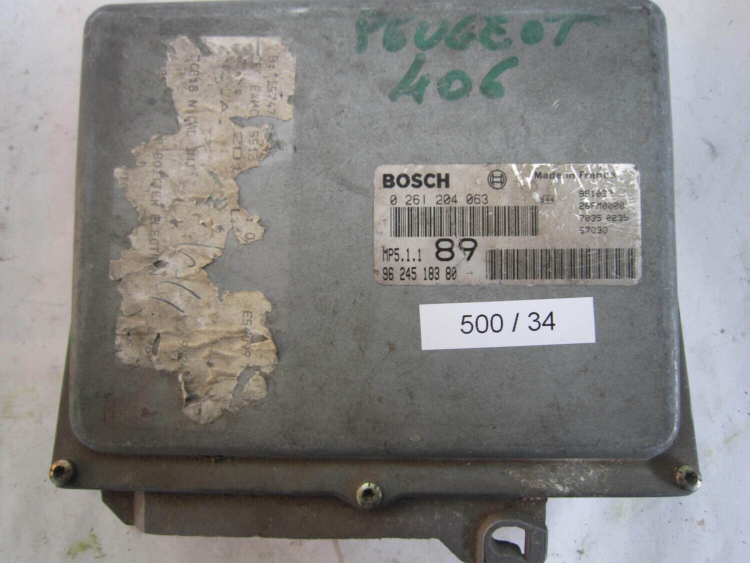 500-34 Centralina Motore Bosch 0261204063 0 261 204 063 96 245 183 80 9624518380 26FM0000  MP5.1.1 MP511   CITROEN / PEUGEOT  406