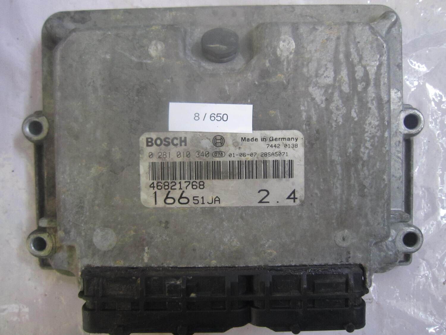8-650 Centralina Motore Bosch 0 281 010 340 0281010340 46821768 28SA5071 16651JA 2.4 ALFA ROMEO / FIAT / LANCIA Diesel 166 2.4