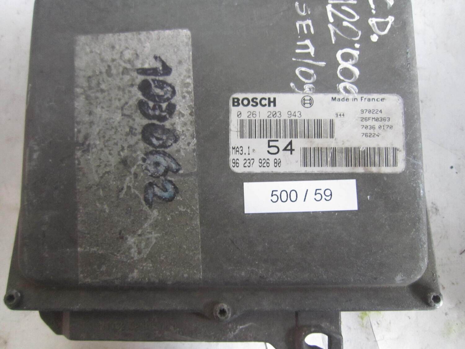 500-59 Centralina Motore Bosch 0261203943 0 261 203 943 96 237 926 80 9623792680 MA3.1 MA31     CITROEN / PEUGEOT  SAXO / 106