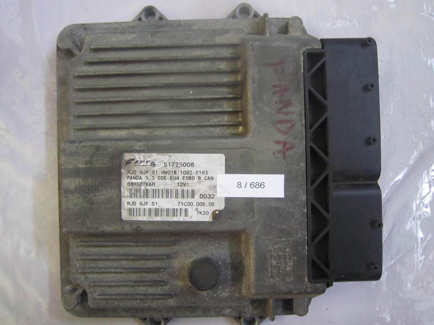 8-686 Centralina Motore Magneti Marelli 51775008 MJD 6JF.S1 MJD6JFS1 71600.005.04 HW01B/1092-S163 ALFA ROMEO / FIAT / LANCIA Diesel PANDA 1.3
