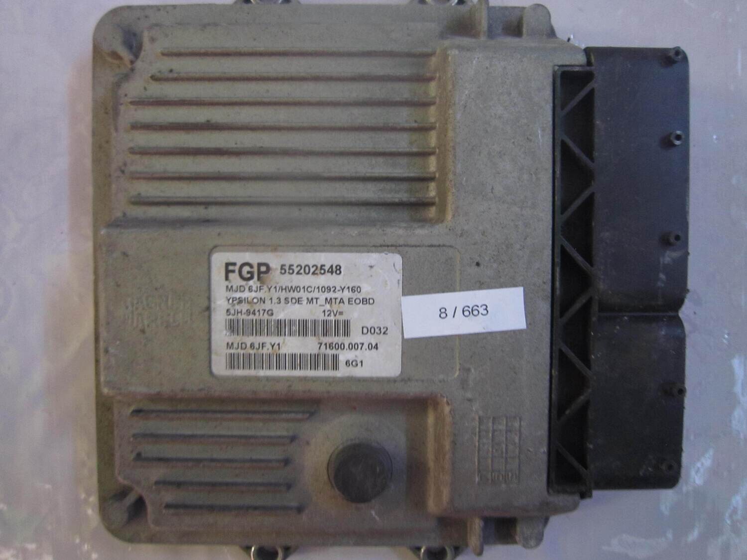 8-663 Centralina Motore Magneti Marelli 55202548 MJD 6JF.Y1 MJD6JFY1 71600.007.04 HW01C/1092-Y160 ALFA ROMEO / FIAT / LANCIA Diesel YPSILON 1.3