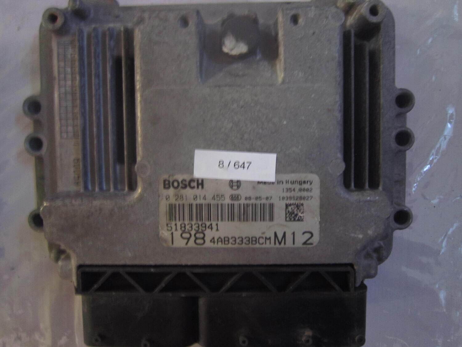 8-647 Centralina Motore Bosch 0 281 014 455 0281014455 51833941 1039S28027 198 4AB333BCM M12 ALFA ROMEO / FIAT / LANCIA Diesel BRAVO