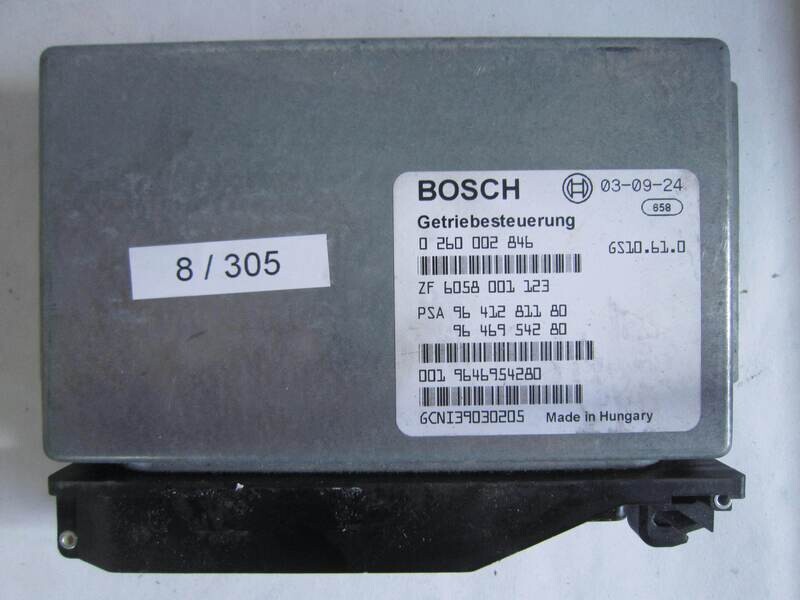 8-305 Centralina Cambio Automatico Bosch 0 260 002 846 0260002846 ZF 6058 001 123 ZF6058001123 9641281180 9646954280 ALFA ROMEO / FIAT / LANCIA PHEDRA 3.0 8-305 Centralina Cambio Automatico Bosch 0 260 002 846 0260002846 ZF 6058 001 123 ZF6058001123 9641281180 9646954280 ALFA ROMEO / FIAT / LANCIA PHEDRA 3.0
