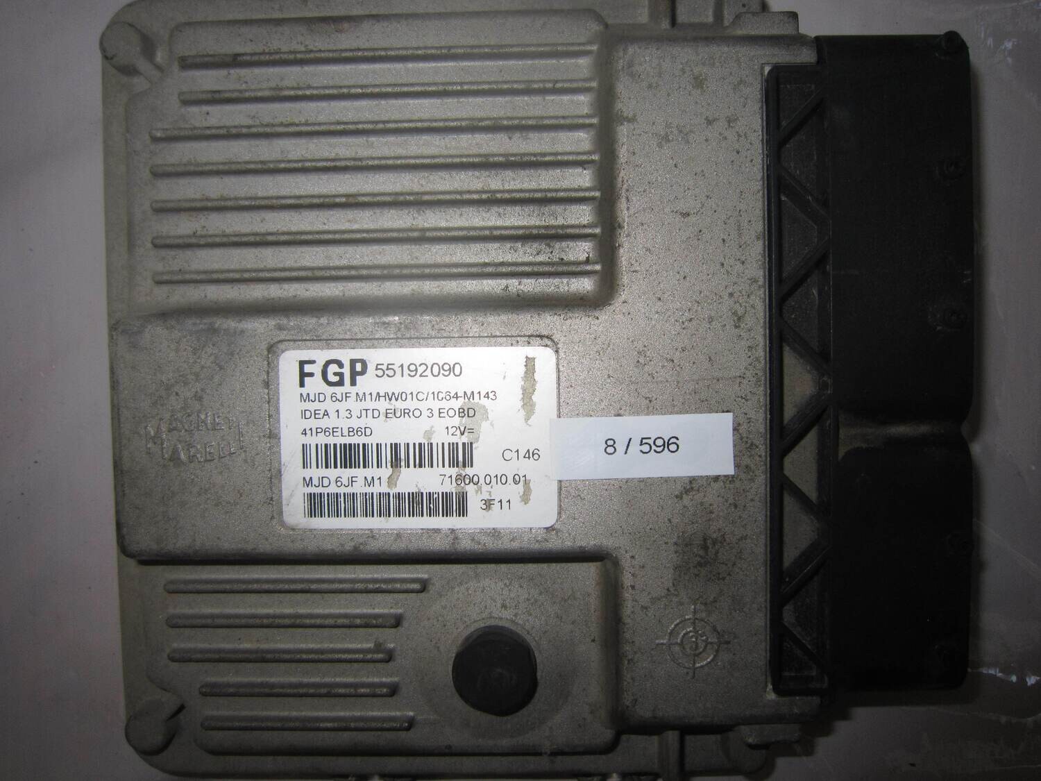 8-596 Centralina Motore Magneti Marelli 55192090 71600.010.01 7160001001 MJD 6JF M1 HW01C/1064-M143 ALFA ROMEO / FIAT / LANCIA Diesel IDEA