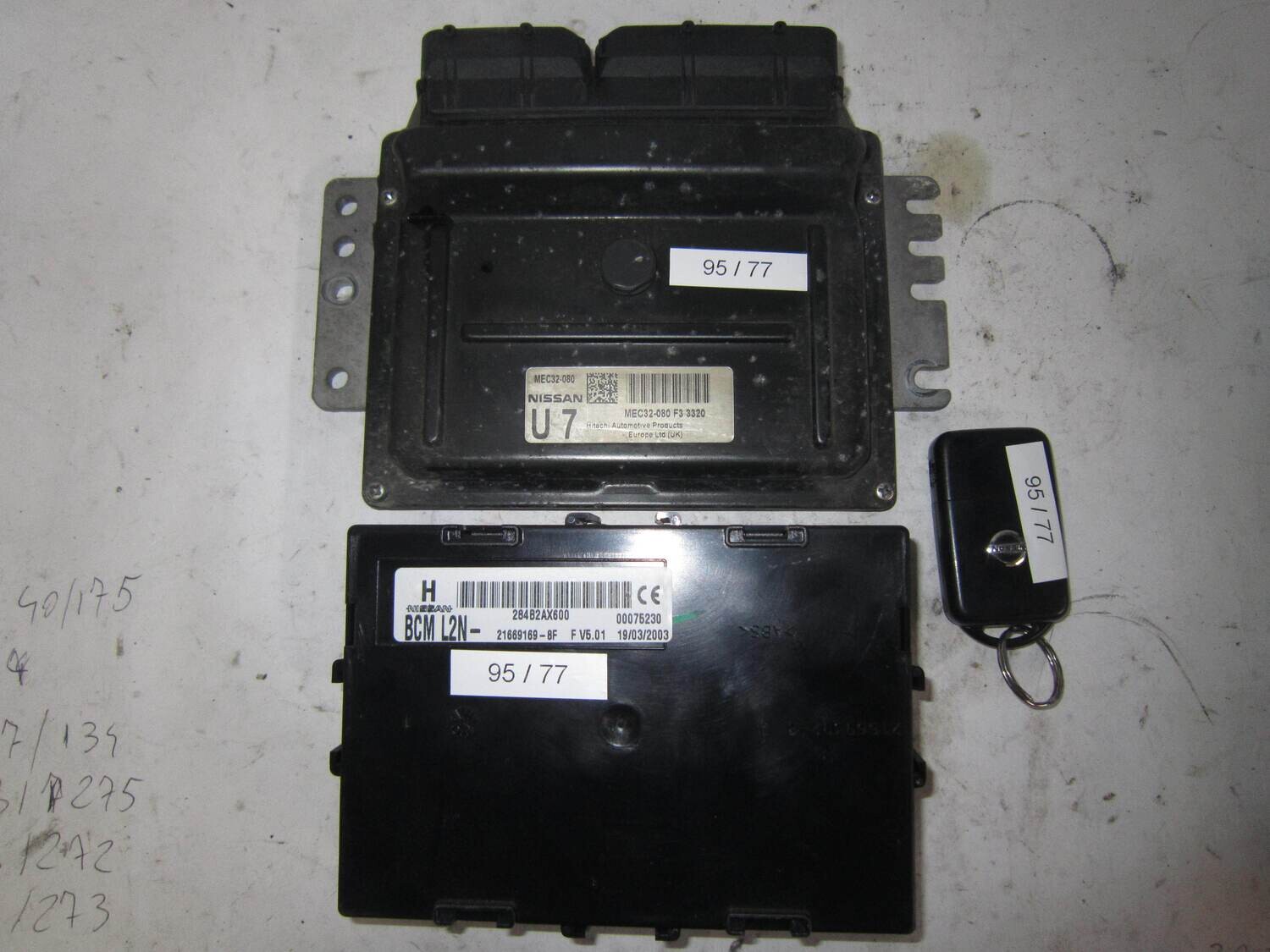 95-77 Kit Motore Nissan MEC32-080 MEC32080 MEC32-080 F3 3320  BCM L2N 284B2AX600 21669169 Benzina MICRA 1.0
