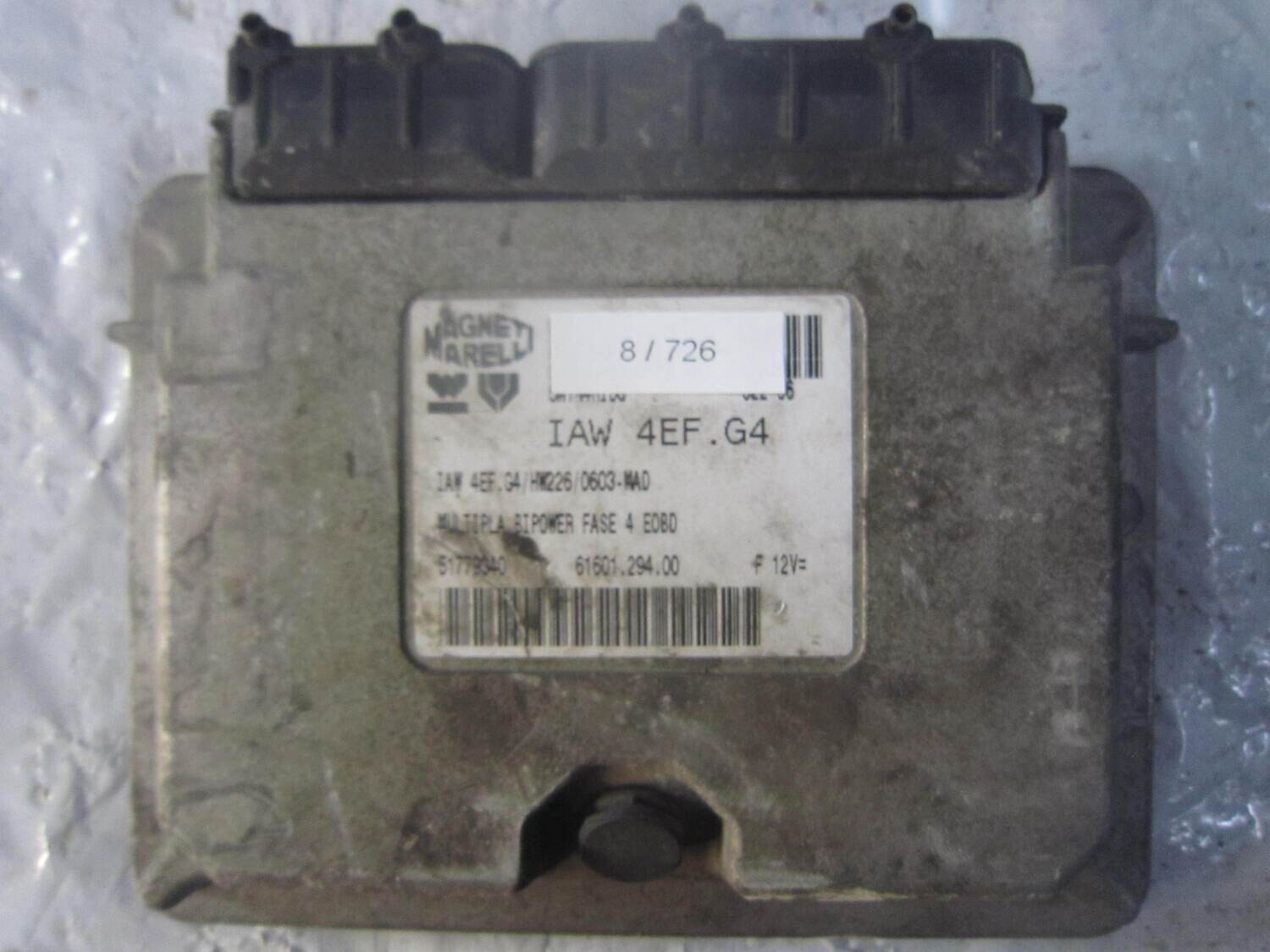 8-726 Centralina Motore Magneti Marelli IAW 4EF.G4 IAW4EF.G4 61601.294.00  51779340 HW226/0603 ALFA ROMEO / FIAT / LANCIA BENZINA / METANO MULTIPLA