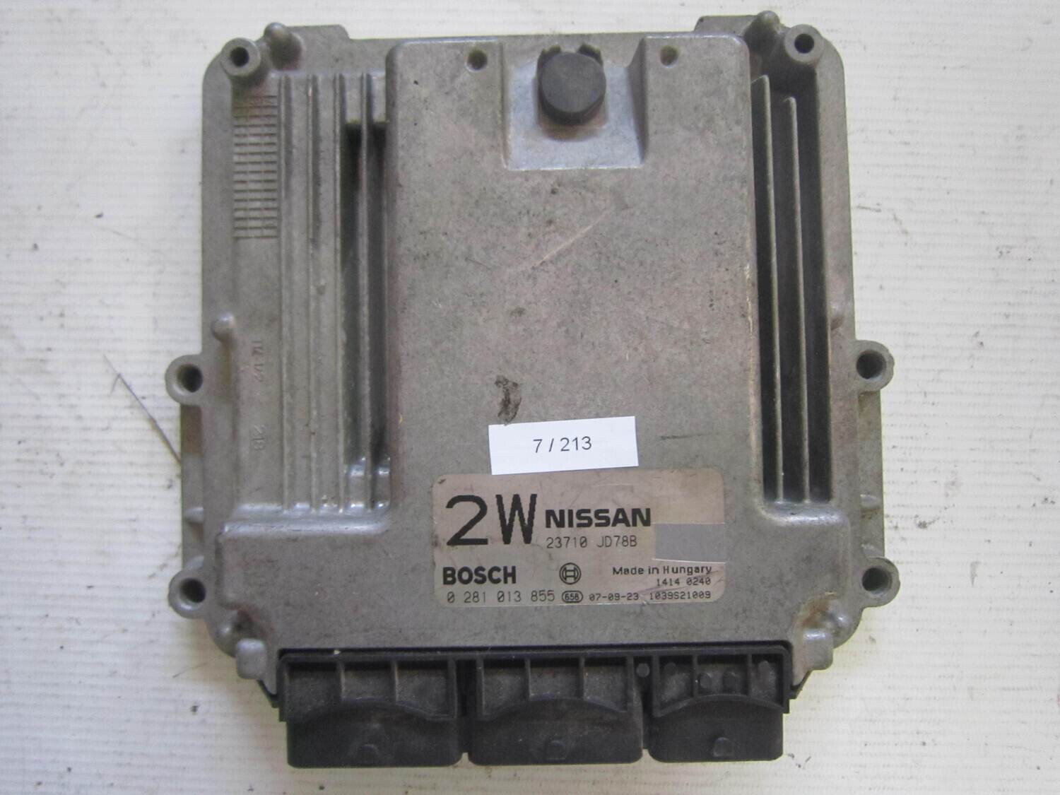 7-213 Centralina Motore Bosch 0 281 013 855 0281013855 23710 JD78B 23710JD78B 1039S21009 NISSAN Diesel QASHQAI