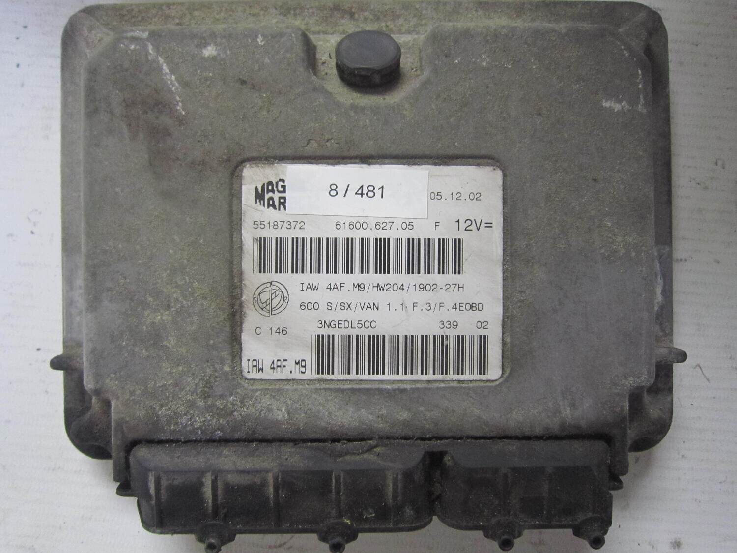 8-481 Centralina Motore Magneti Marelli 55187372 61600.627.05 6160062705 IAW 4AF.M9 HW204/1902-27H ALFA ROMEO / FIAT / LANCIA Benzina 600 1.1
