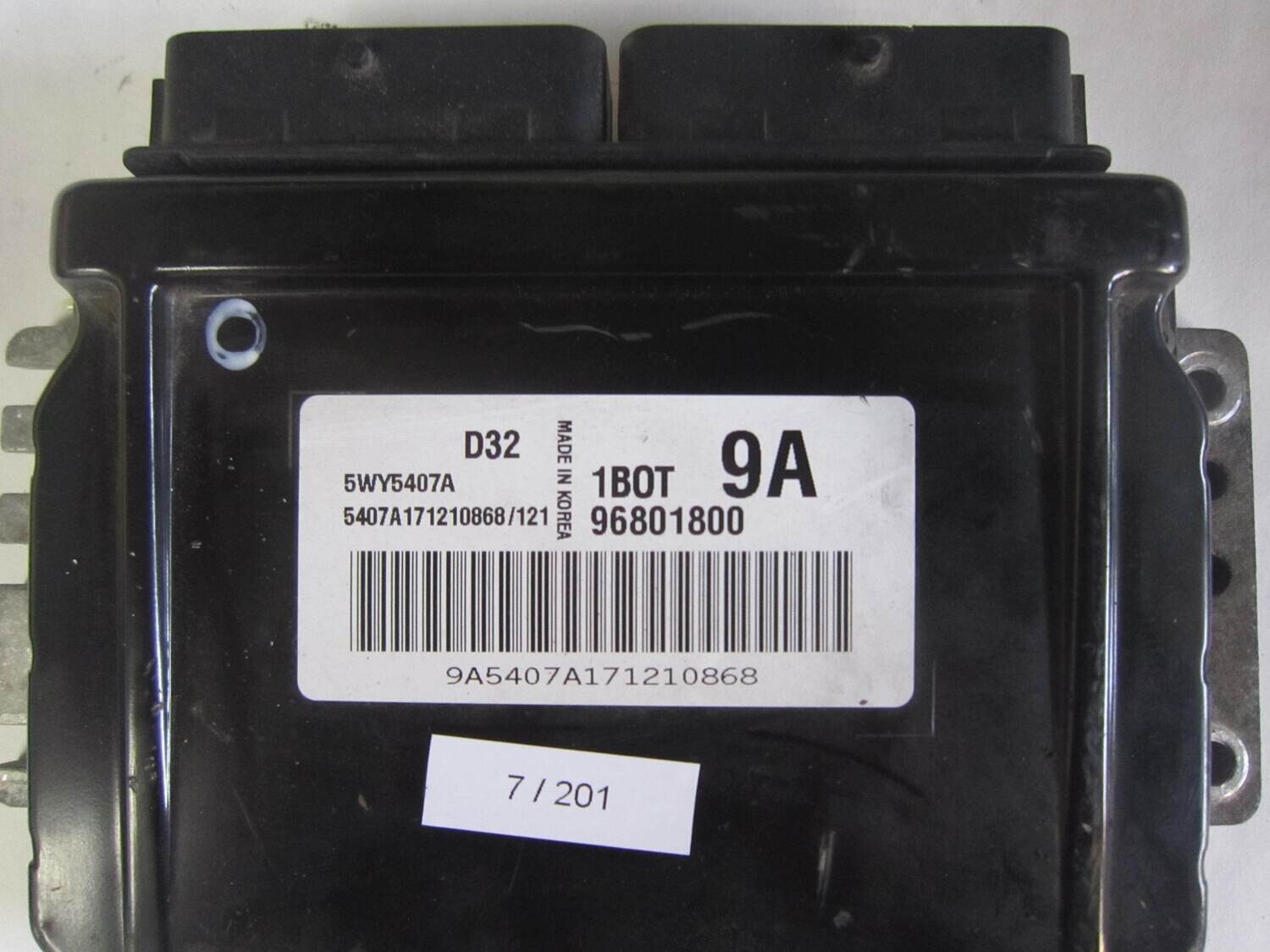 7-201 Centralina Motore Chevrolet 5WY5407A 96801800 1BOT 9A D32 Benzina MATIX 0.8