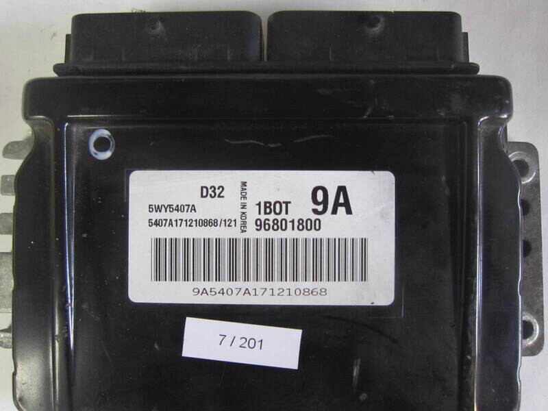 7-201 Centralina Motore Chevrolet 5WY5407A 96801800 1BOT 9A D32 Benzina MATIX 0.8