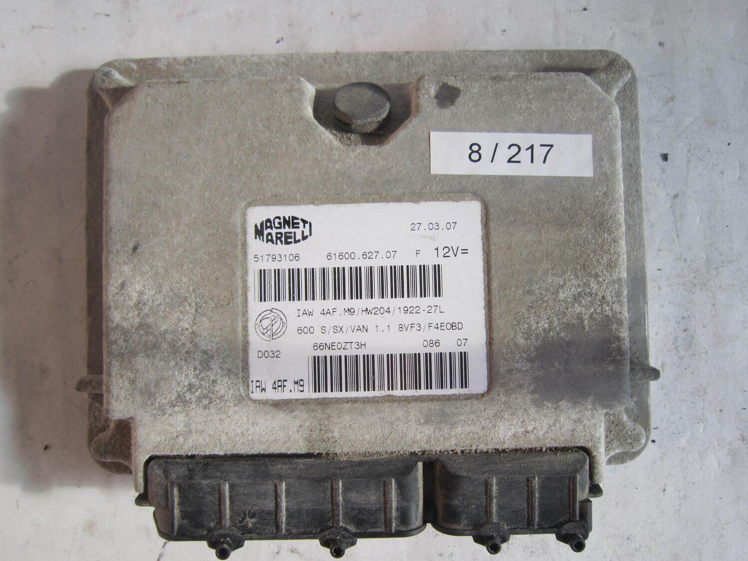 8-217 Centralina Motore Magneti Marelli  51793106 61600.627.07 6160062707 IAW 4AF.M9 IAW4AFM9     ALFA ROMEO / FIAT / LANCIA  600 S/SX/VAN