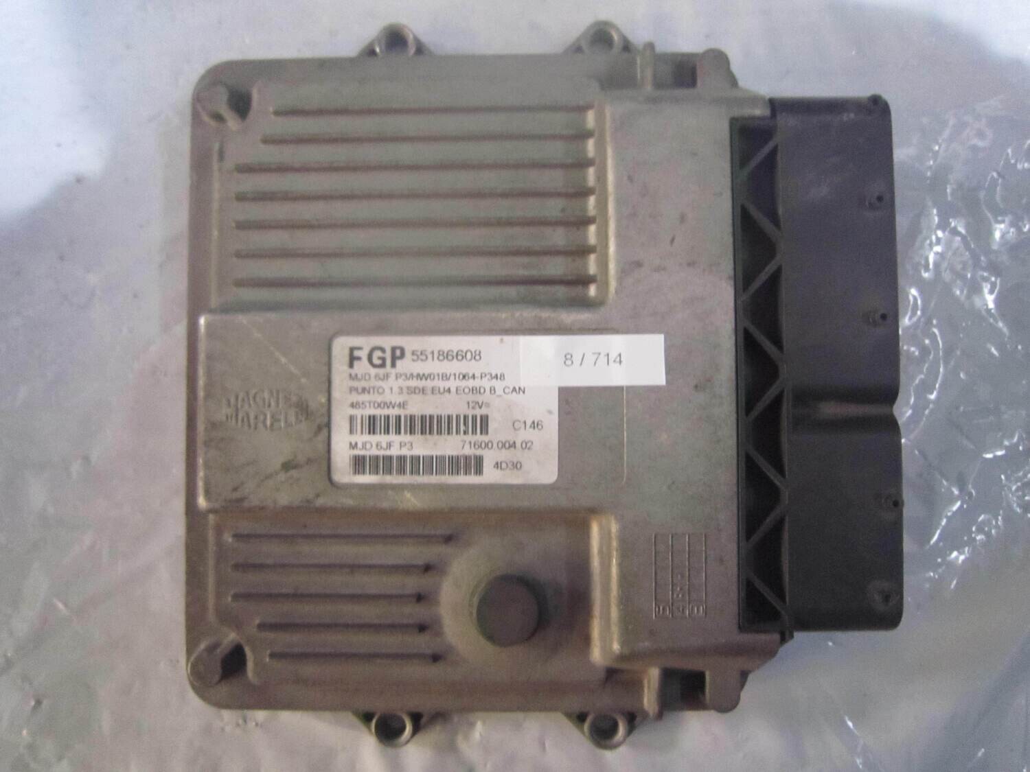 8-714 Centralina Motore Magneti Marelli 55186608   MJD 6JF.P3  71600.004.02 HW01B/1064-P348 ALFA ROMEO / FIAT / LANCIA DIESEL PUNTO