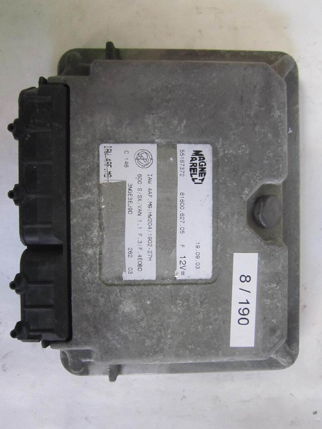 8-190 Centralina Motore Magneti Marelli  55187372 61600.627.05 6160062705   IAW 4AF.M9 IAW4AFM9   ALFA ROMEO / FIAT / LANCIA  600 S SX VAN