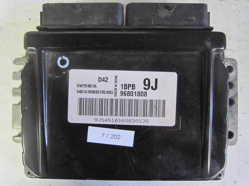 7-202 Centralina Motore Chevrolet 5WY5451A 96801808 1BPB 9J D42 Benzina MATIX 1.0