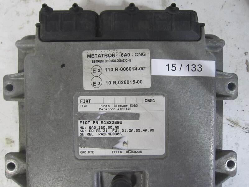 15-133 centralina metano metatron 51822895 4100148 hw: 6a0.3b0.00.a9 sw: ed.pb.21 p42fme0b06 fiat punto
