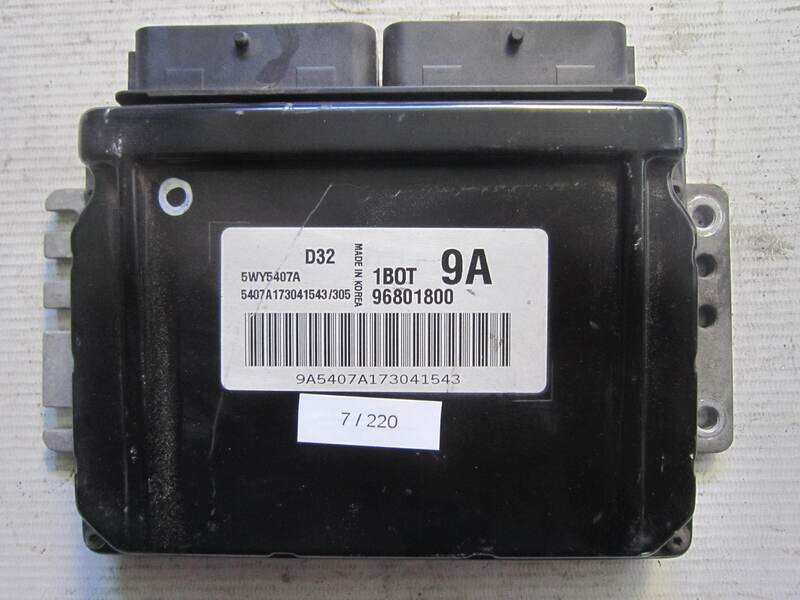7-220 Centralina Motore Chevrolet 5WY5407A 96801800 1BOT 9A D32 Benzina MATIX 0.8