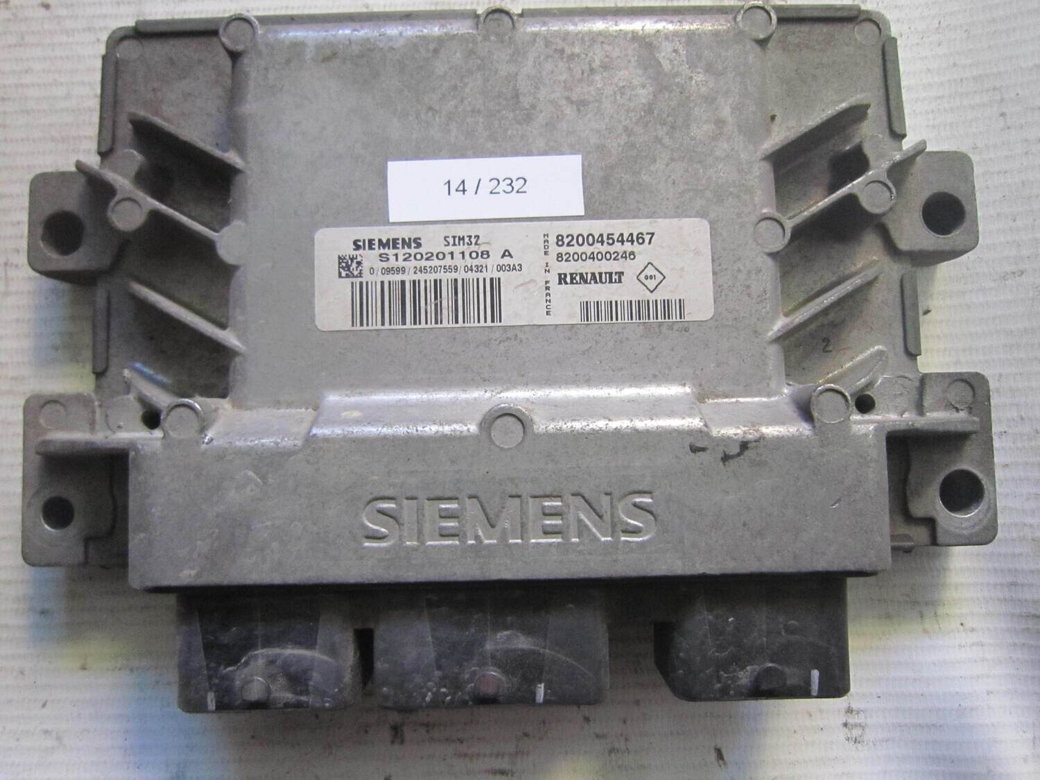 14-232 Centralina Motore Siemens S120201108 A S120201108A 8200454467 SIM32 8200400246 RENAULT Benzina CLIO 1.2