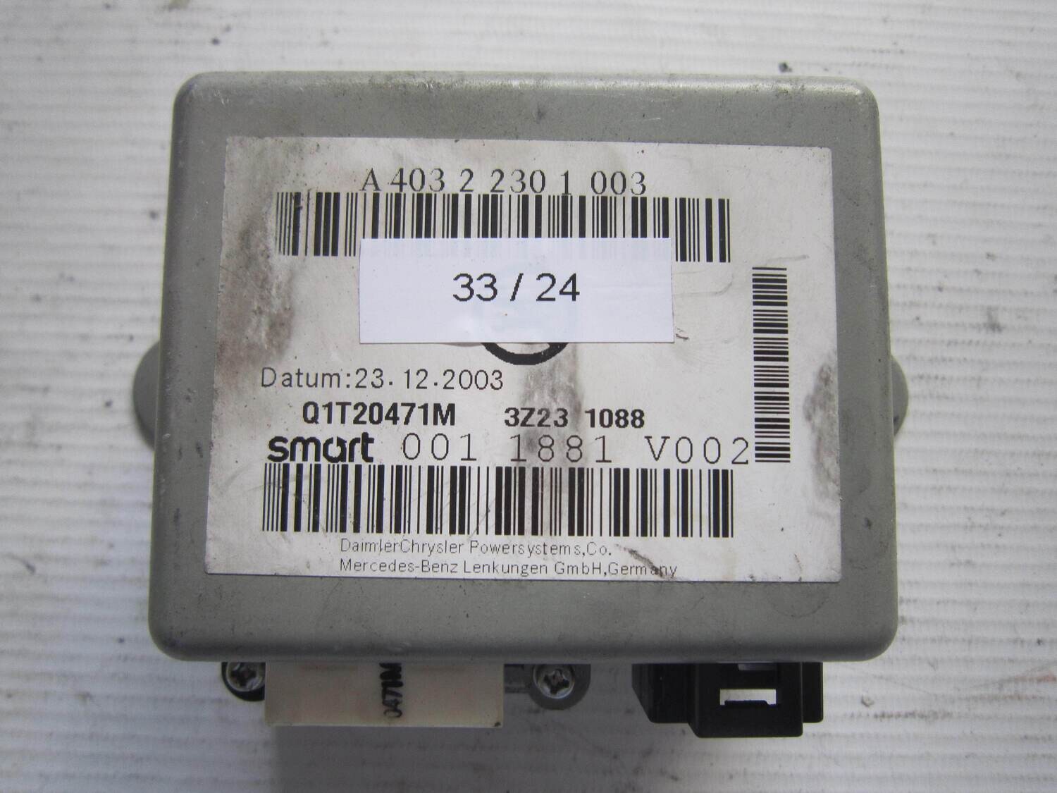 33-24 Centralina Servosterzo / Angolo Sterzata Smart A 403 2 230 1 003 A40322301003 001 1881 V002 0011881V002 Q1T20471M Generica 450