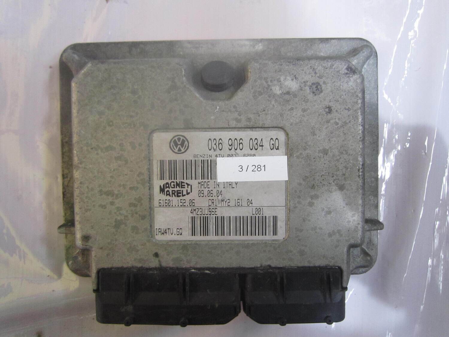 3-281 Centralina Motore Magneti Marelli 036 906 034 GQ 61601.152.06 IAW4TV.GQ   VOLKSWAGEN Benzina VARIE