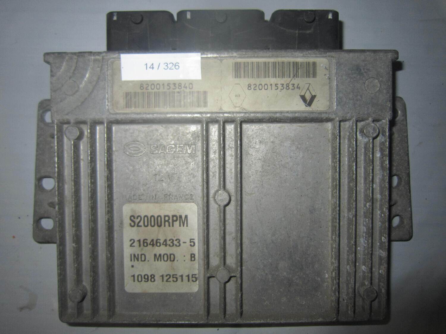 14-326 Centralina Motore Sagem 21646433-5 216464335 8200153840 8200153834 S2000RPM  RENAULT Benzina TWINGO