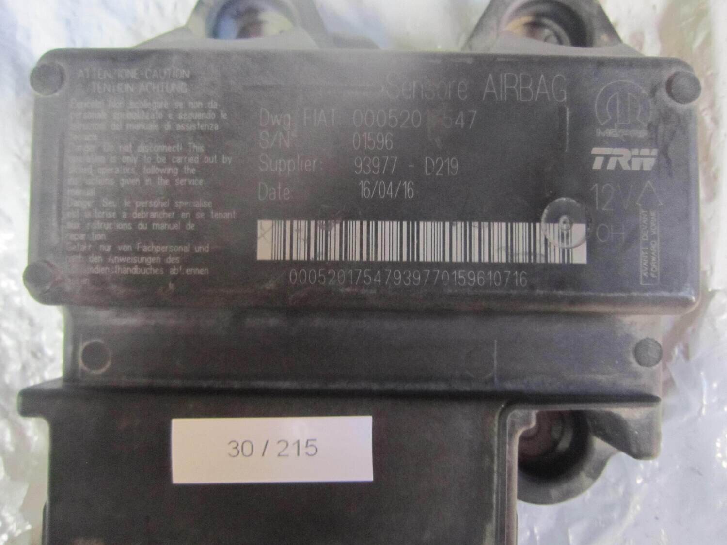 30-215 Centralina Airbag TRW 00052017547 93977-D210 93977D210 ALFA ROMEO / FIAT / LANCIA Generica TIPO