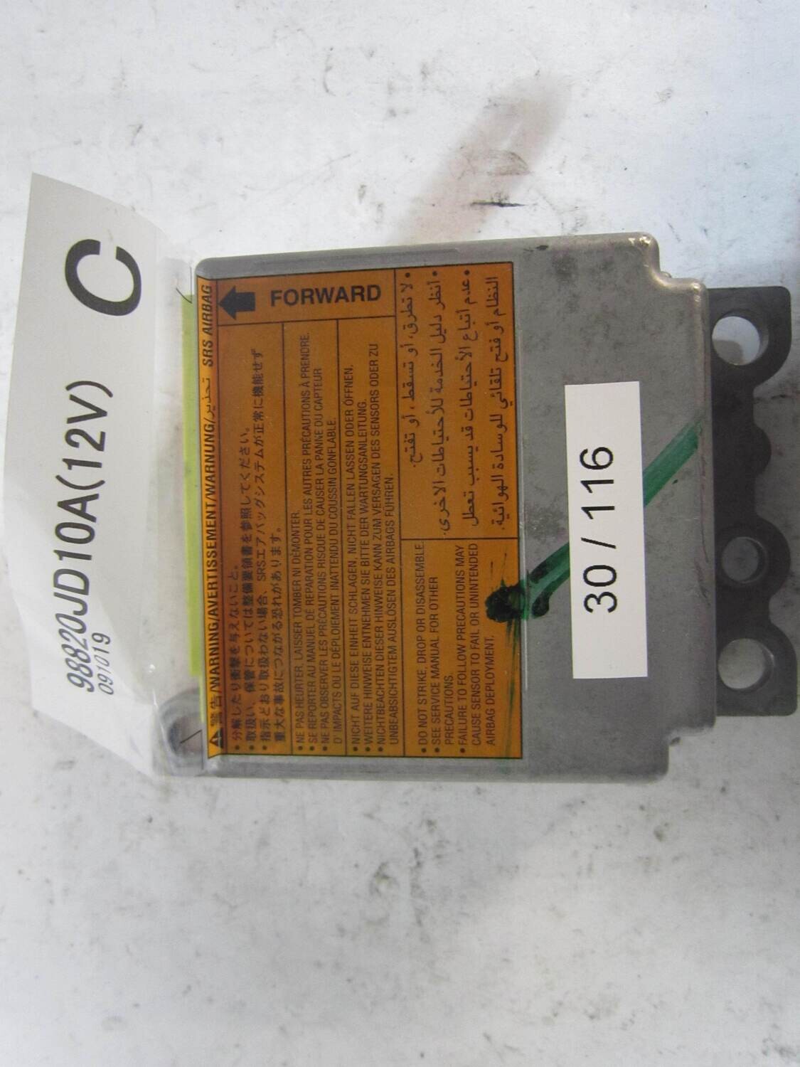 30-116 Centralina Airbag Nissan 98820JD10A 091019 QASHQAI