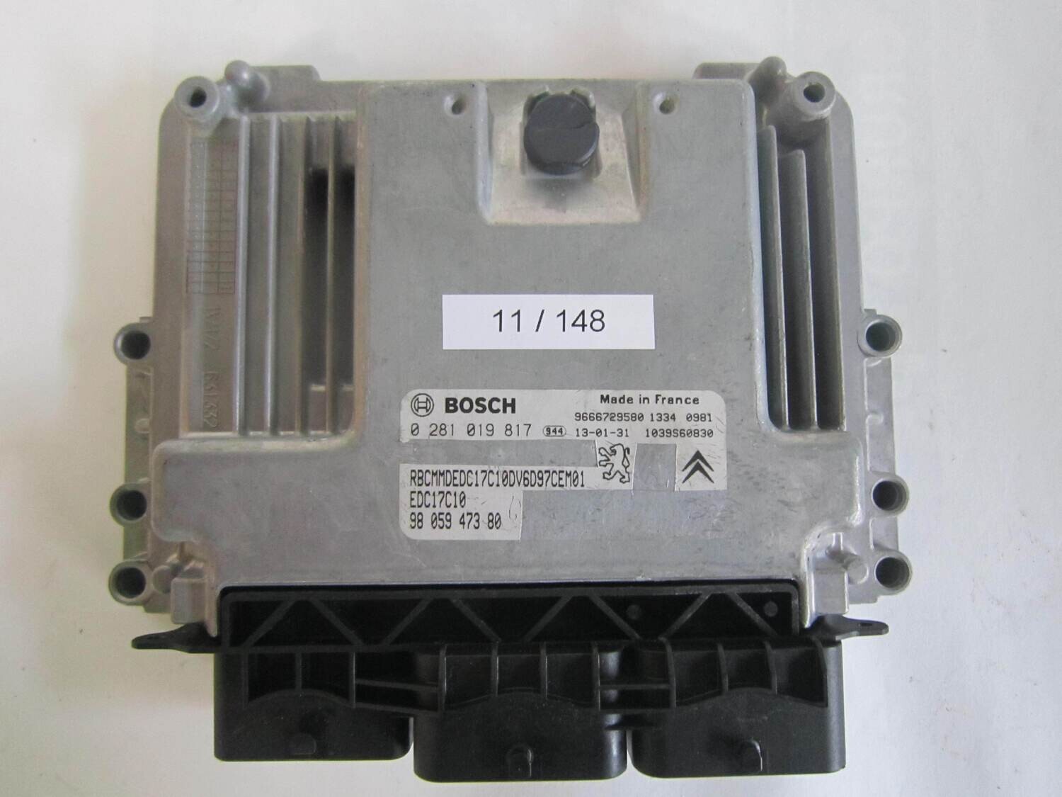 11-148 Centralina Motore Bosch 0281019817 0 281 019 817 98 059 473 80 9805947380 1039S60830  EDC17C10    CITROEN / PEUGEOT  Berlingo Partner 1.6HDI