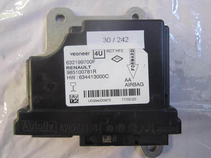 30-242 Centralina Airbag Autoliv 632199700F 985100781R HW 634413000C 628288100 RENAULT KADJAR