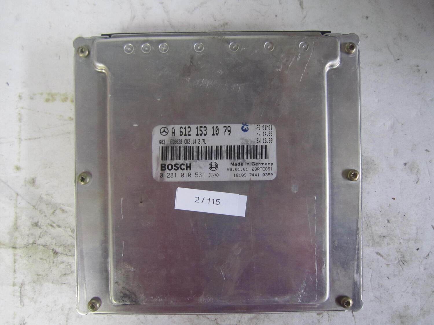 2-115 Centralina Motore Bosch 0 281 010 531 0281010531 A 612 153 10 79 A6121531079 28RTE851 ED0028 CR2.14 2.7L HW 14.00    SW 16.00 MERCEDES BENZ Diesel CLASSE  C