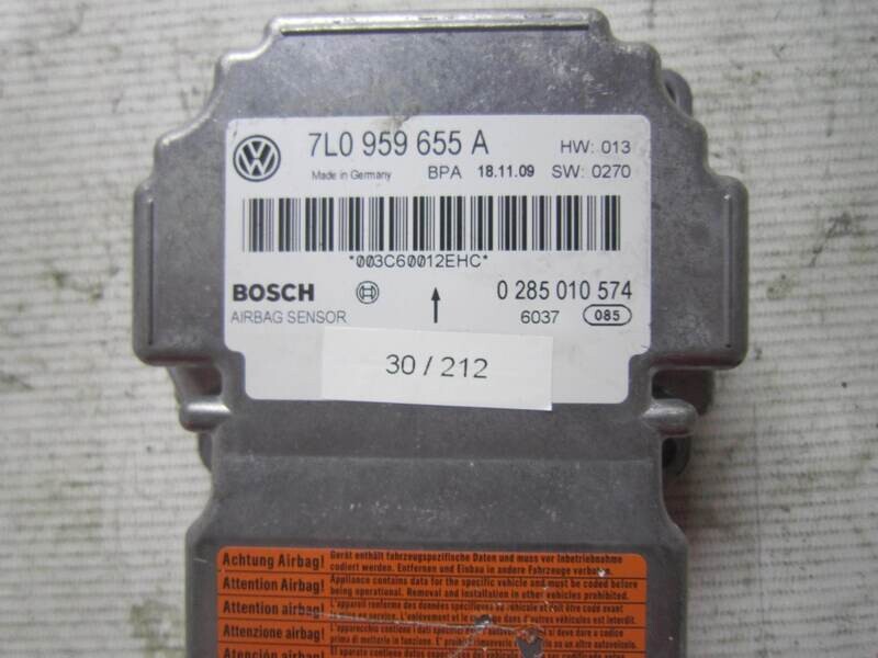 30-212 Centralina Airbag Bosch 0 285 010 574 0285010574 7L0 959 655 A 7L0959655A HW 013 SW 0270 PORSCHE Generica CAYENNE