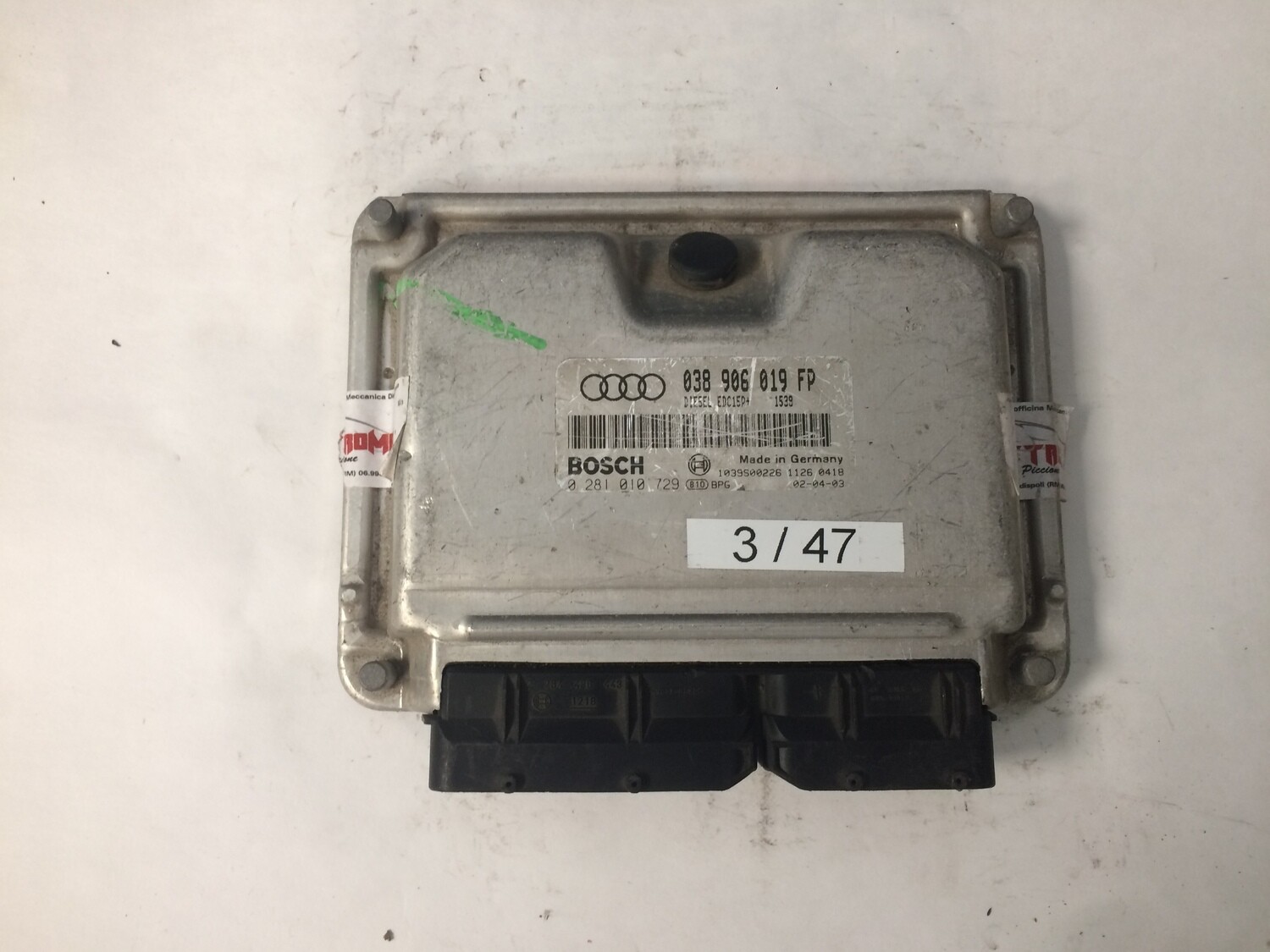 3-47 Centralina Motore Bosch 0281010729 038906019FP 1039S00226 VOLKSWAGEN AUDI A4 B6 1L9 TDI 130