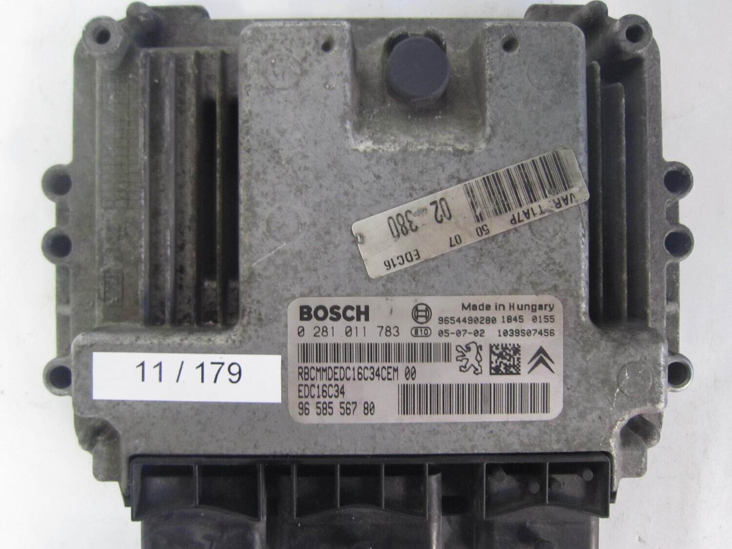 11-179 Centralina Motore Bosch 0281011783 0 281 011 783 9658556780  1039S07456      CITROEN / PEUGEOT  206 2.0 HDI