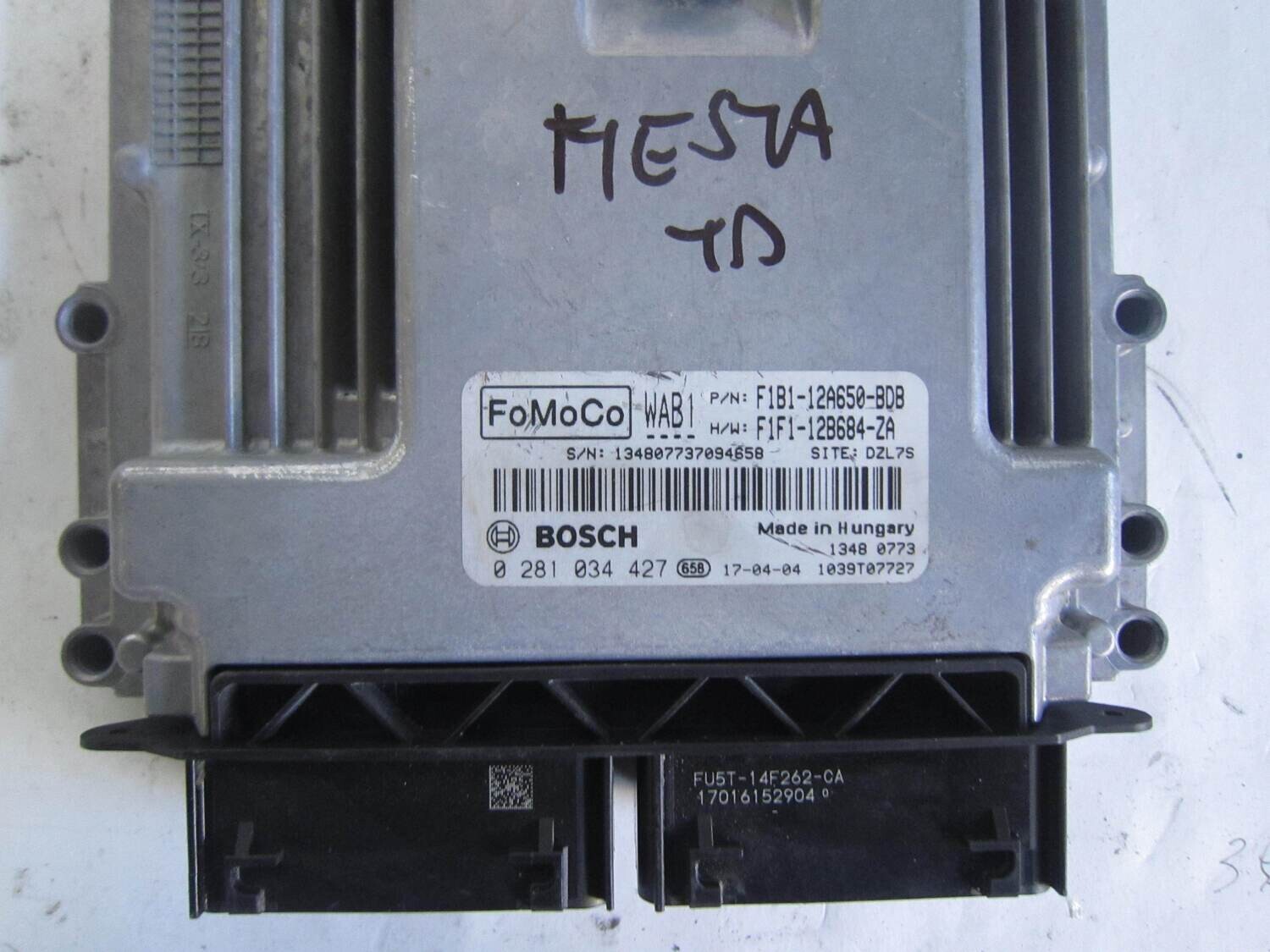 10-80 Centralina Motore Bosch 0281034427 0 281 034 427 WAB1  F1B1-12A650-BDB F1B112A650BDB F1F1-12B684-ZA F1F112B684ZA 1039T07727  FORD  FIESTA 1.5 TDCI