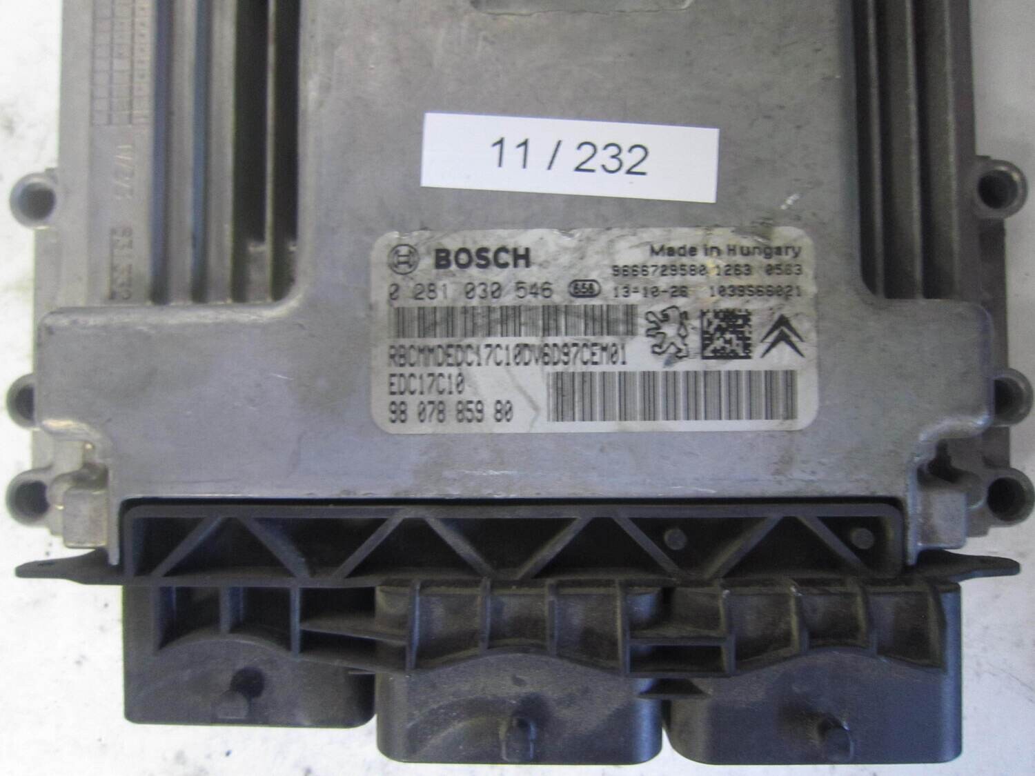 11-232 centralina motore bosch 0 281 030 546 98 078 859 80 1039s66021 edc17c10  citroen / peugeot varie