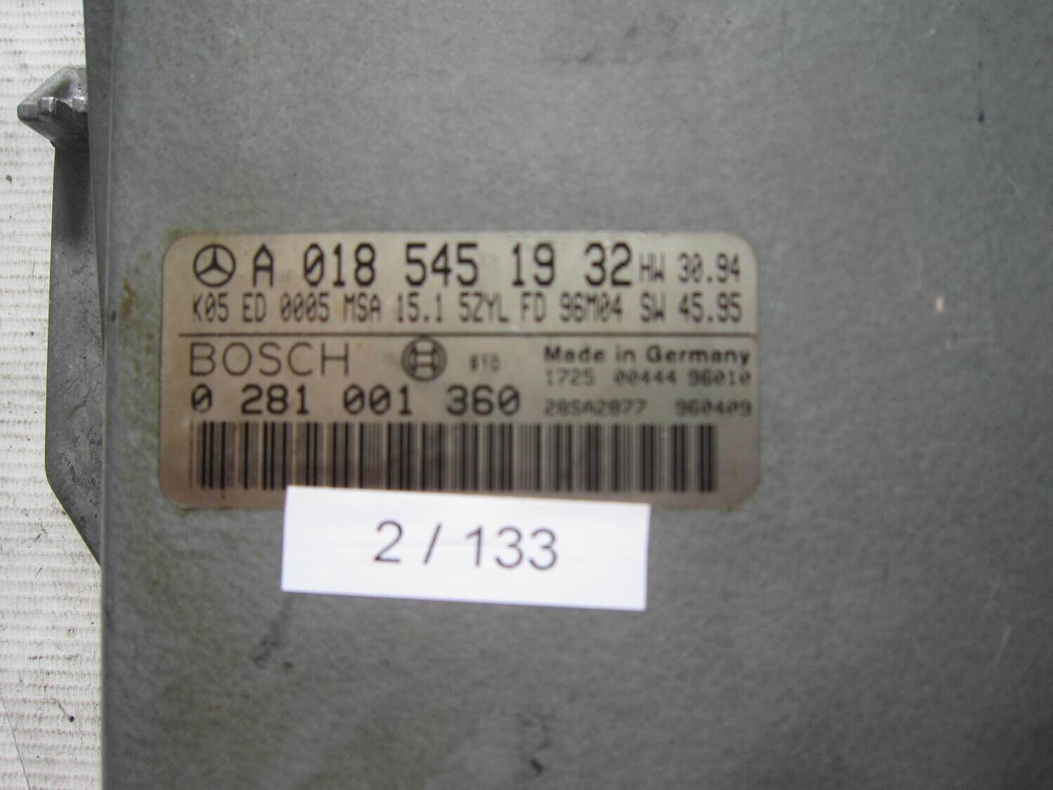 2-133 Centralina Motore Bosch 0 281 001 360 0281001360 A0185451932 MSA15.1 0265106113 0155457632 MERCEDES BENZ Diesel CLASSE  C