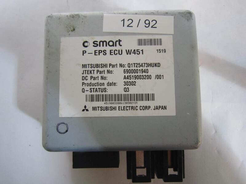 12-92 Centralina Servosterzo / Angolo Sterzata Mitsubishi P-EPS ECU W451 PEPSECUW451 6900001940 Q1T25473HUKD A4519003200 SMART FORTWO 451 1.0