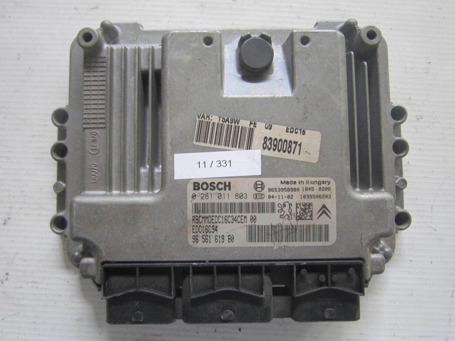 11-331 Centralina Motore Bosch 0 281 011 803 0281011803 96 561 619 80 9656161980 1039S06203 EDC16C34 CITROEN / PEUGEOT Diesel 307