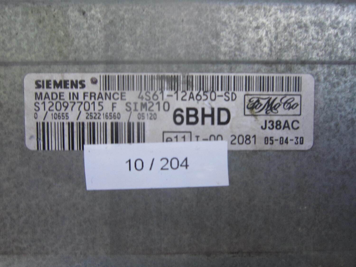 10-204 Centralina Motore Siemens S120977015 F S120977015F 4S61-12A650-SD 4S6112A650SD SIM210 6BHD J38AC FORD Benzina VARIE