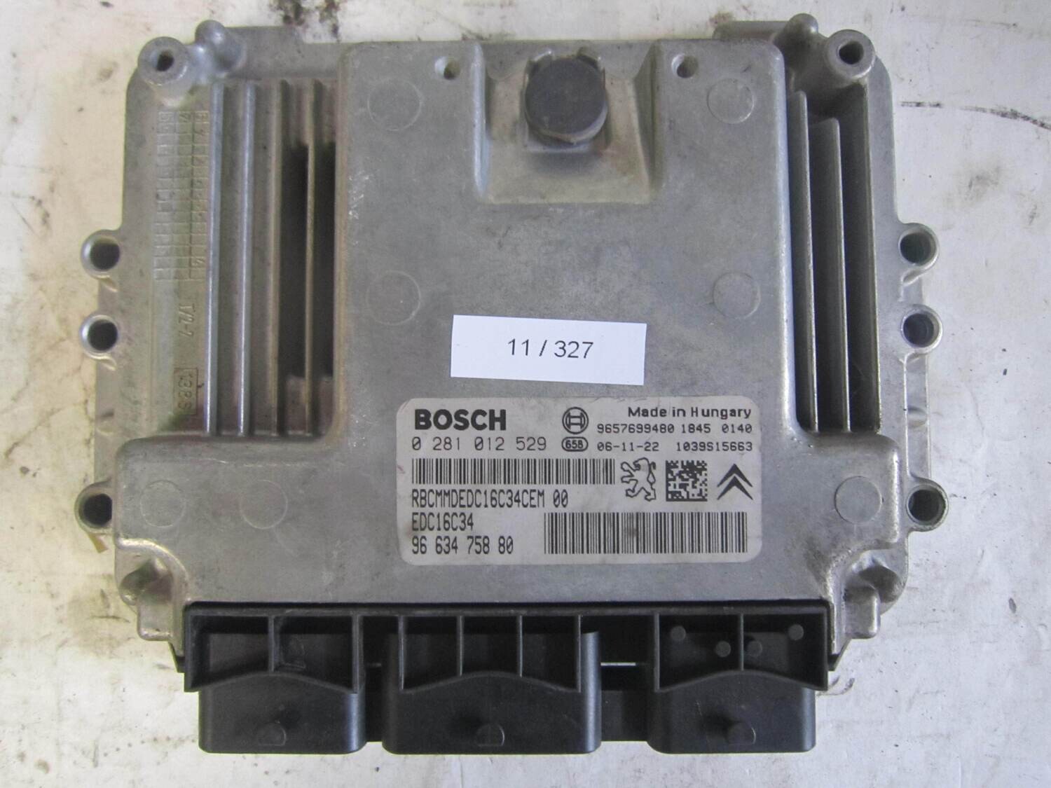 11-327 Centralina Motore Bosch 0 281 012 529 0281012529 96 634 758 80 9663475880 1039S15663 EDC16C34 CITROEN / PEUGEOT Diesel 207 1.4