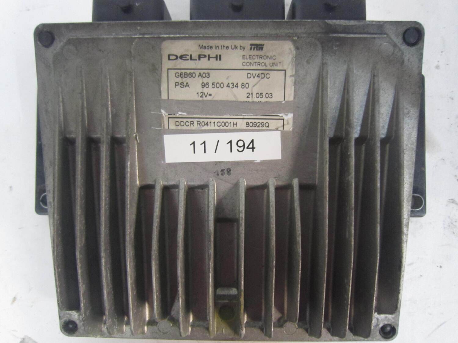 11-194 Centralina Motore Delphi 9650043480 96 500 434 80 G6B60 AO3 G6B60AO3 DDCR R0411C001H DDCRR0411C001H 80929Q  DV4DC  CITROEN / PEUGEOT  C3 1.4 hdi