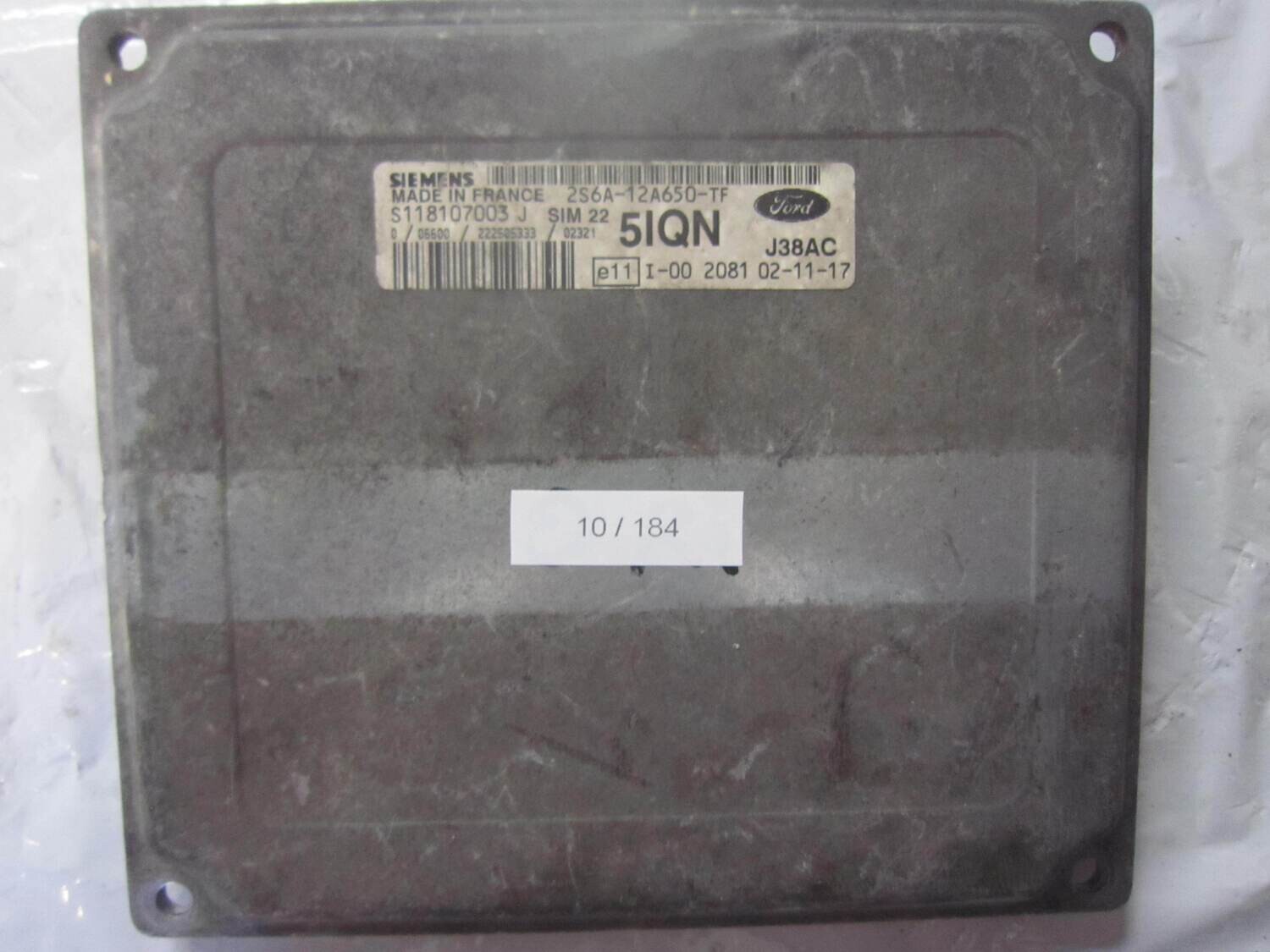 10-184 Centralina Motore Siemens S118107003 2S6A-12A650-TF 2S6A12A650TF SIM22 J38AC 5IQN FORD Benzina FIESTA 1.6