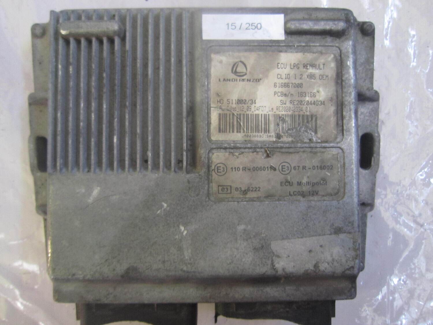 15-250 Centralina Gas GPL Landi Renzo 616667000 ECU LPG RENAULT RE202044G34 67R-016002 RENAULT Benzina / GPL CLIO 1.2
