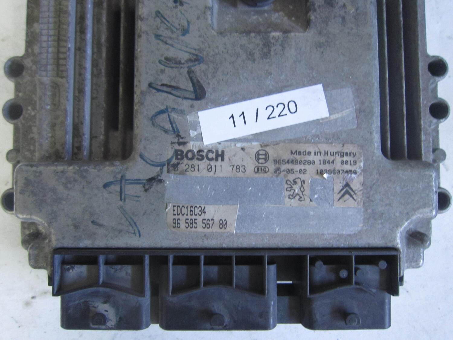 11-220 centralina motore bosch 0 281 011 783 9658556780 1039s07456 edc16c34  citroen / peugeot 206
