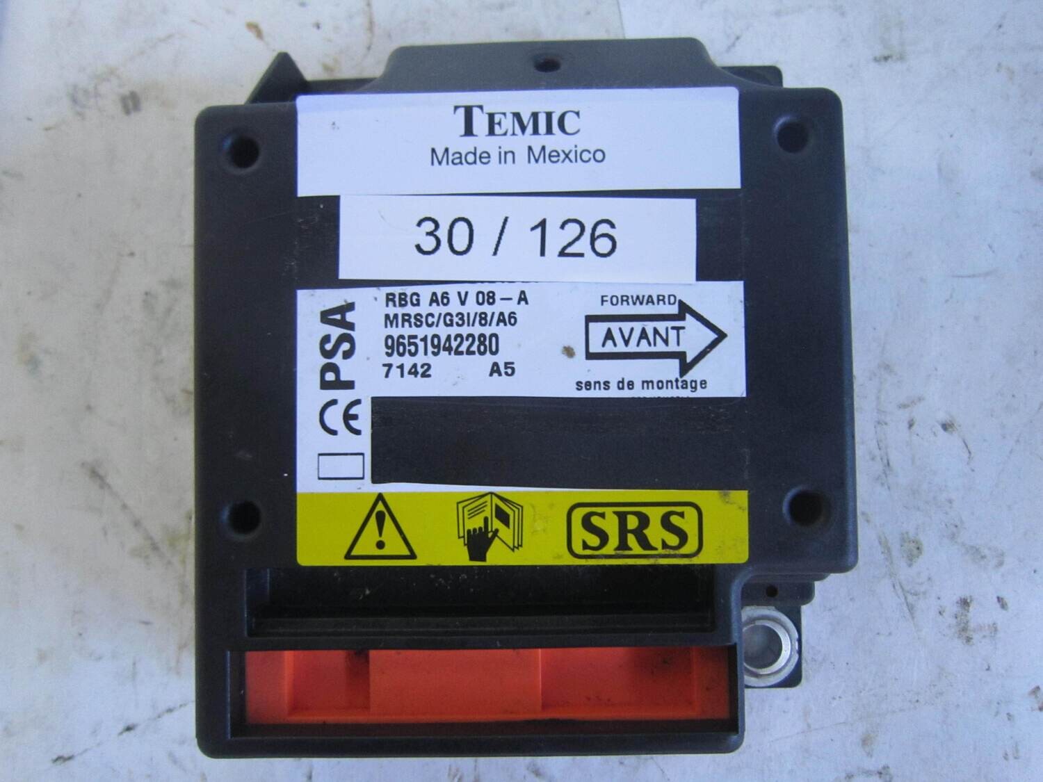 30-126 Centralina Airbag Temic 9651942280 RBG A6 V08-A RBGA6V08A 7142 A5 CITROEN / PEUGEOT C 2